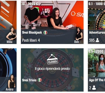 Snai Casino Live, l'offerta di gioco dal vivo Snaitech